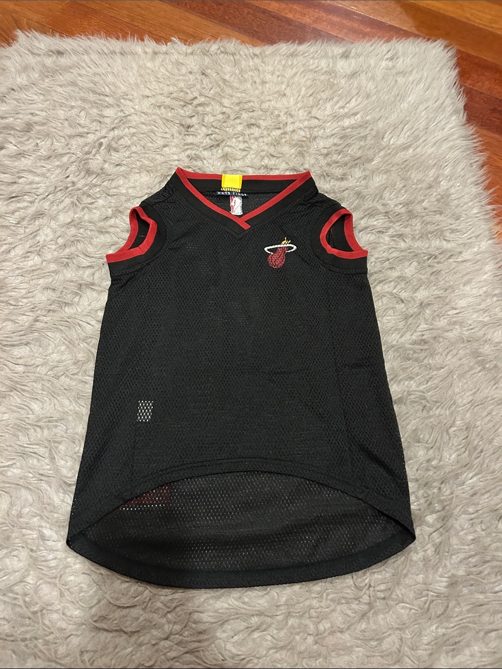 Pets First Black & Red Miami Heat Basketball Dog Jersey